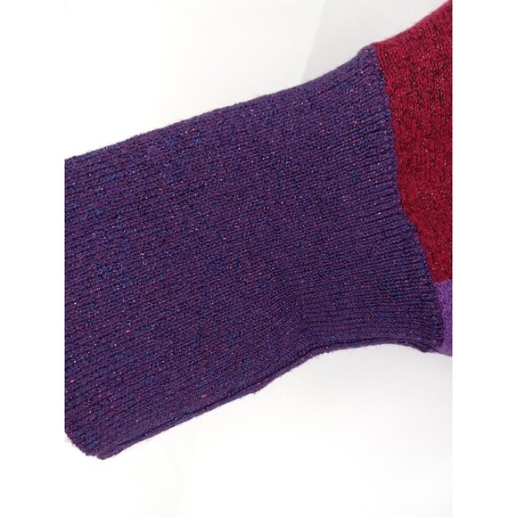 Express Women Striped Multicolor Mettalic Short Sleeve Vneck Sweater Size Xsmall - Picture 6 of 8